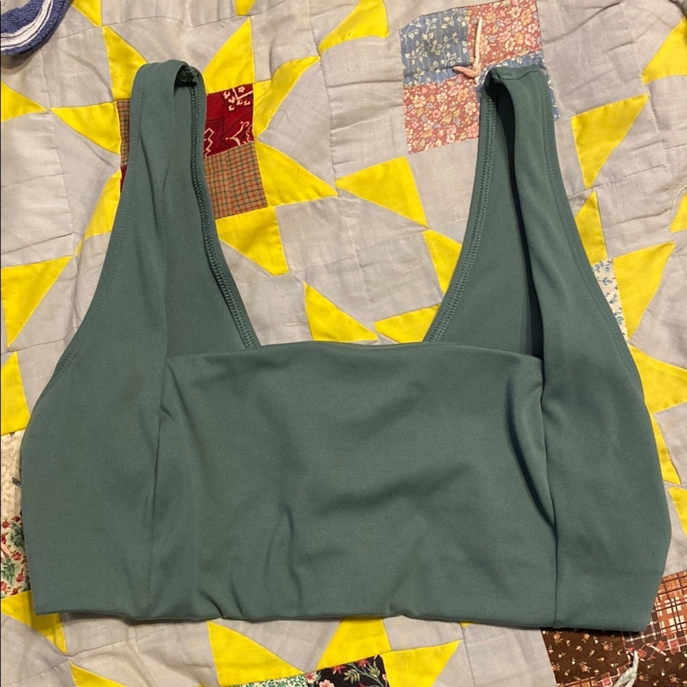 PINK Victoria's Secret Green Sports Bra with Square Neckline